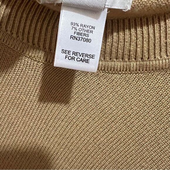 Interesting Asymmetrical Cut Cato Sweater Tan and Black Womens Large - Picture 3 of 7